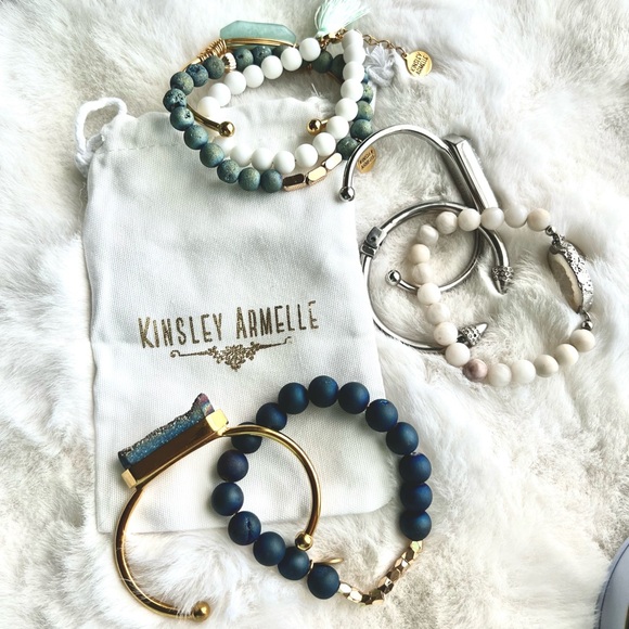 Kinsley Armelle 2 Piece Bracelet Set Quartz and Bead Raven - Picture 7 of 7